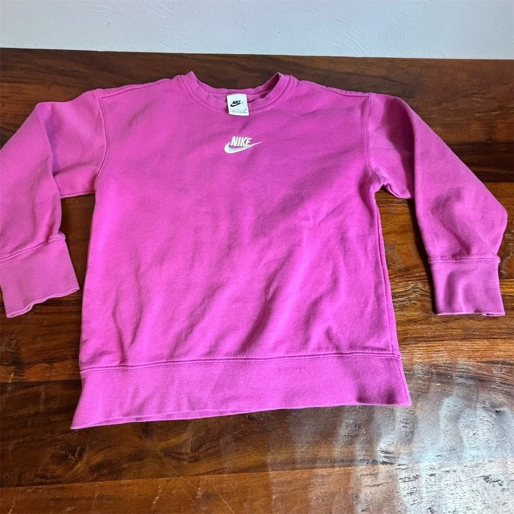 Nike Sportswear Club Fleece Girls Sweatshirt Pink Crew Neck Pullover S